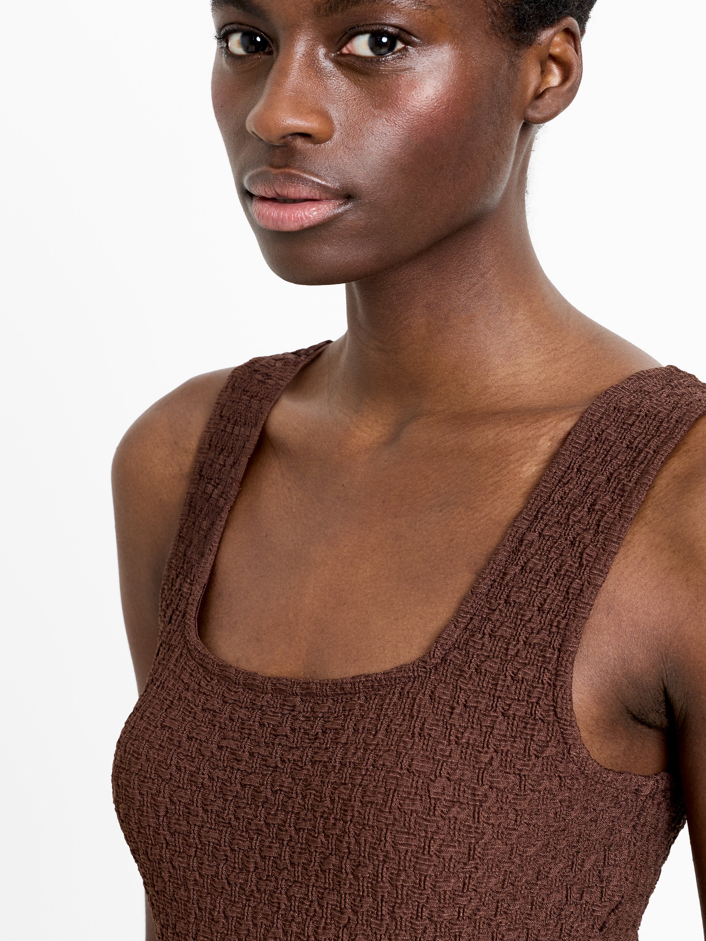 Textured Square Neck Midi Dress - Image 4