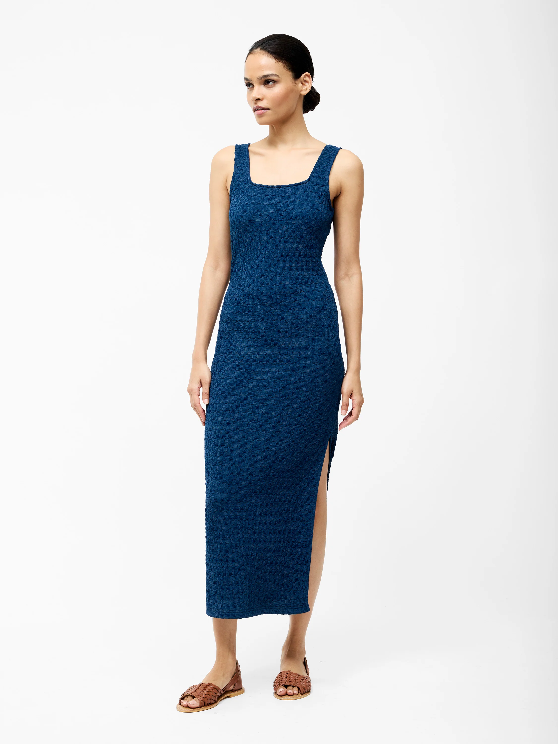Textured Square Neck Midi Dress - Image 2