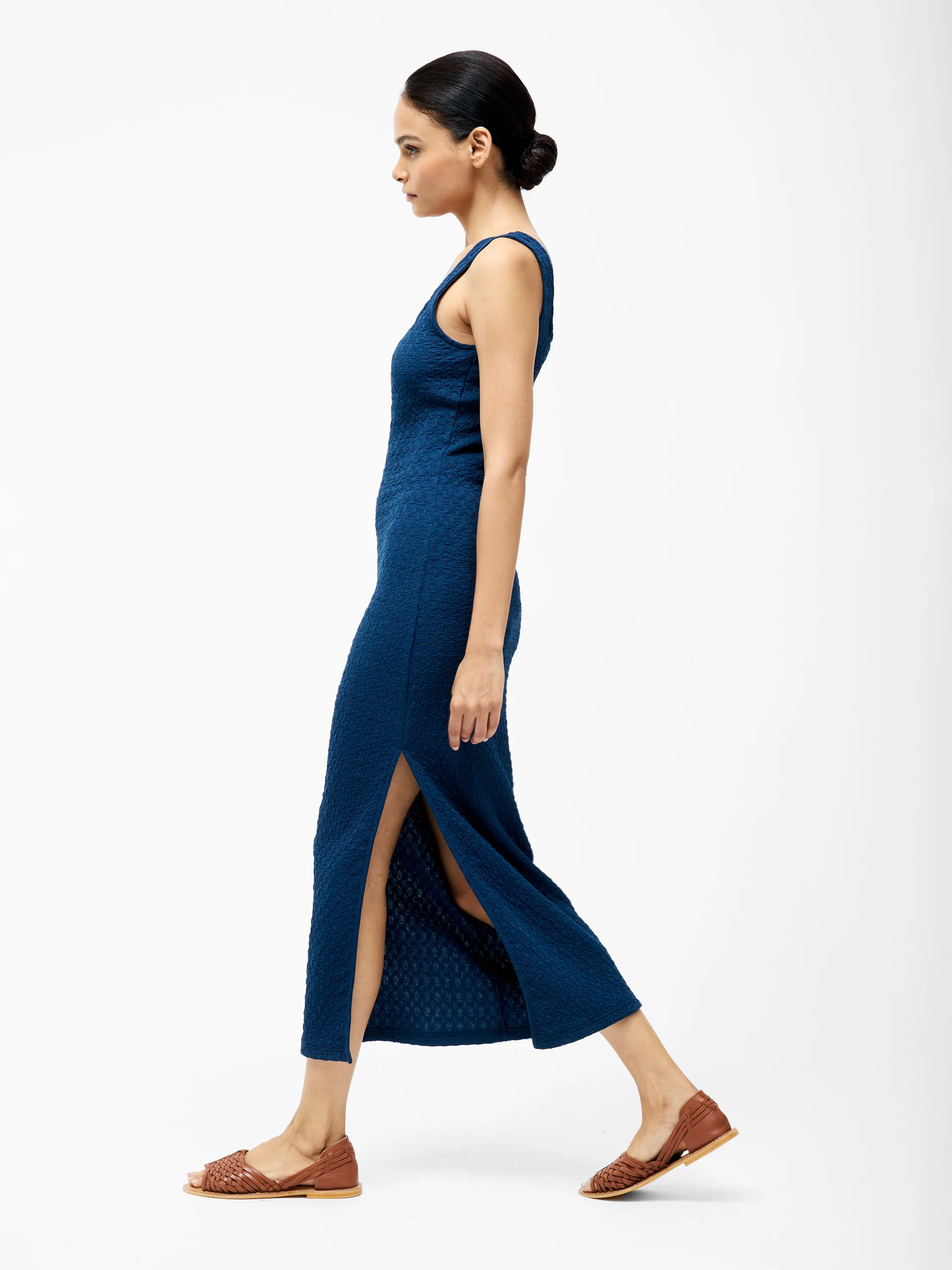Textured Square Neck Midi Dress - Image 4