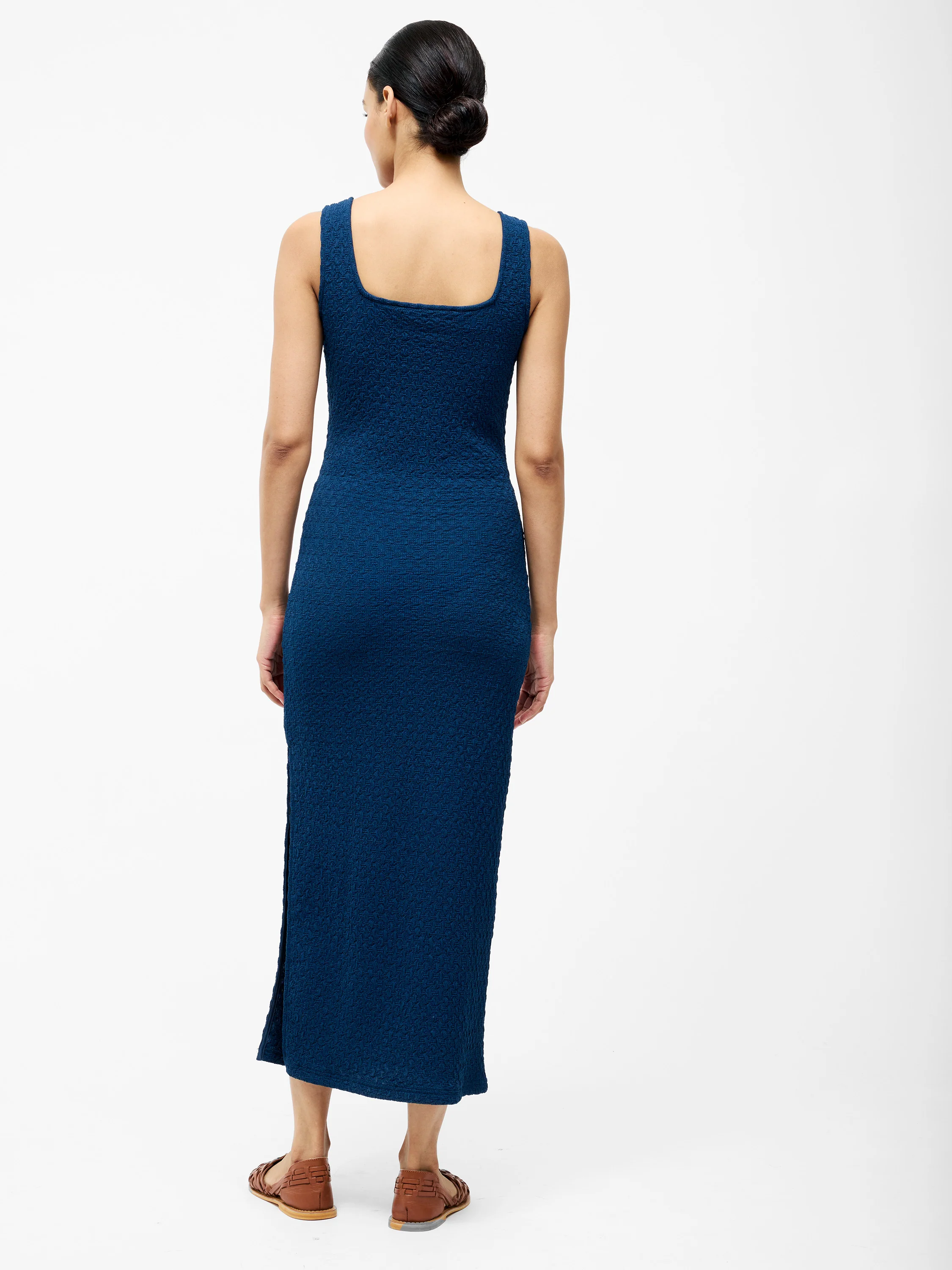 Textured Square Neck Midi Dress - Image 5