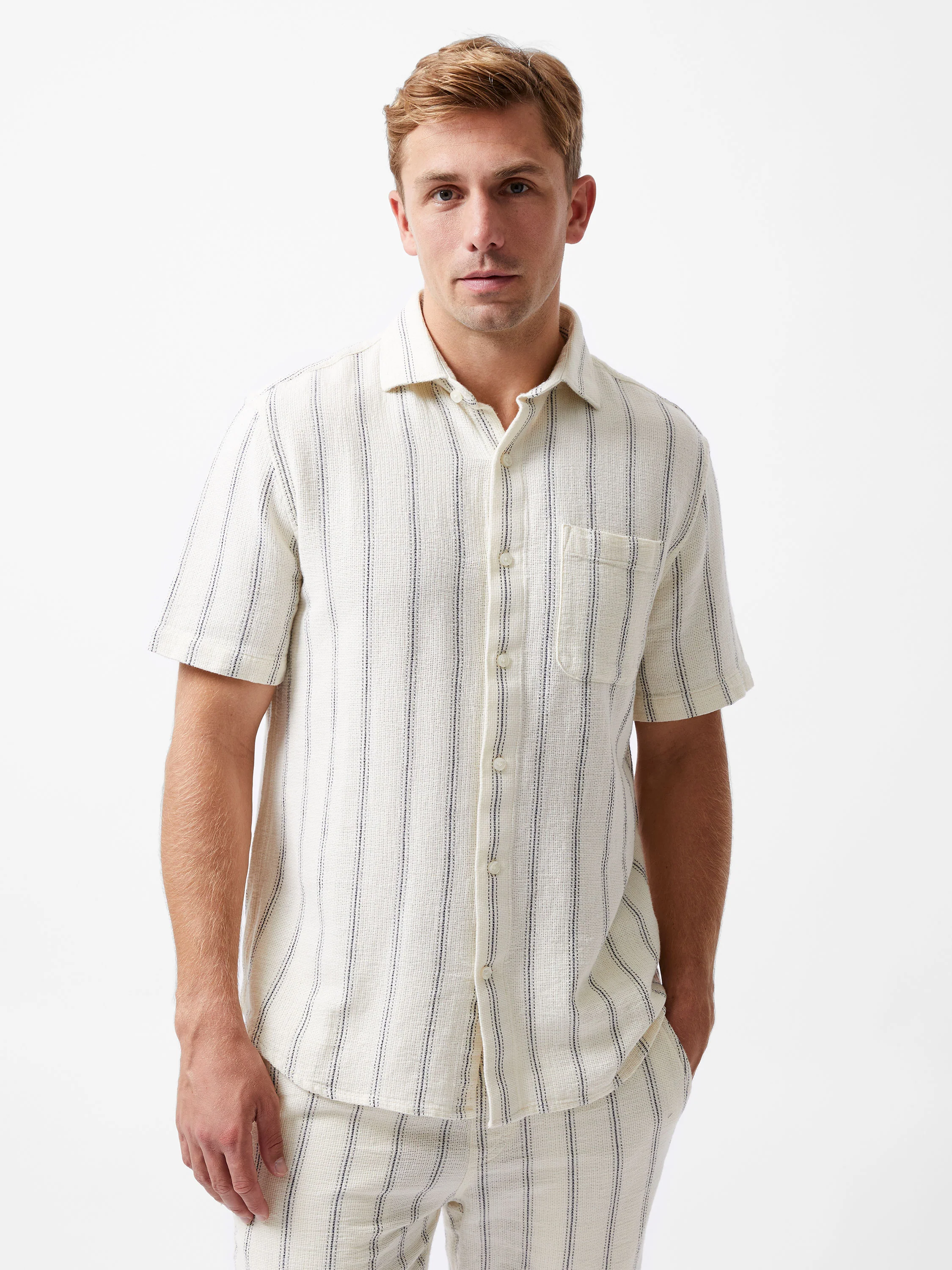 Textured Stripe Short Sleeve Shirt - Image 2