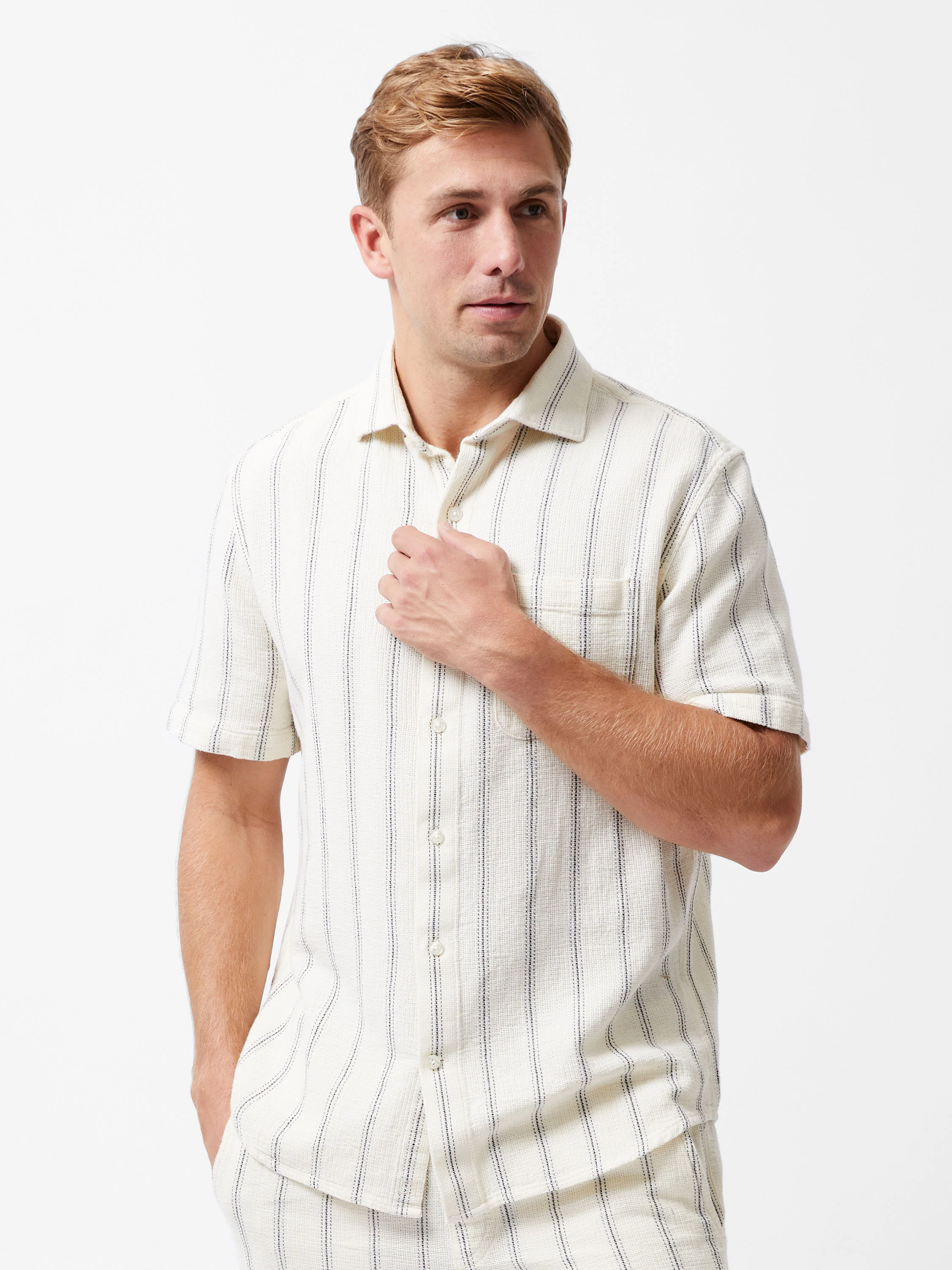 Textured Stripe Short Sleeve Shirt - Image 4