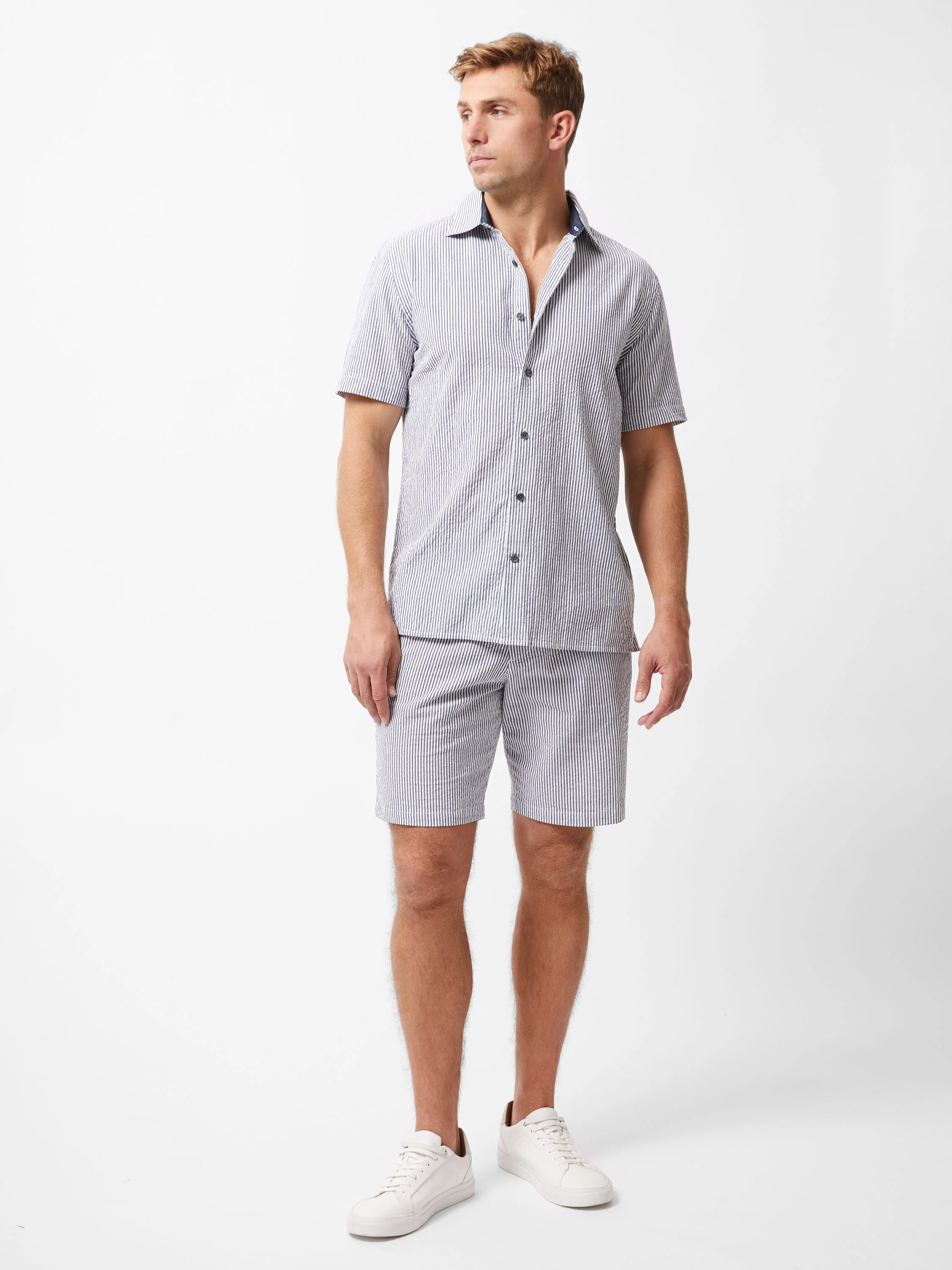 Ticking Stripe Short Sleeve Shirt
