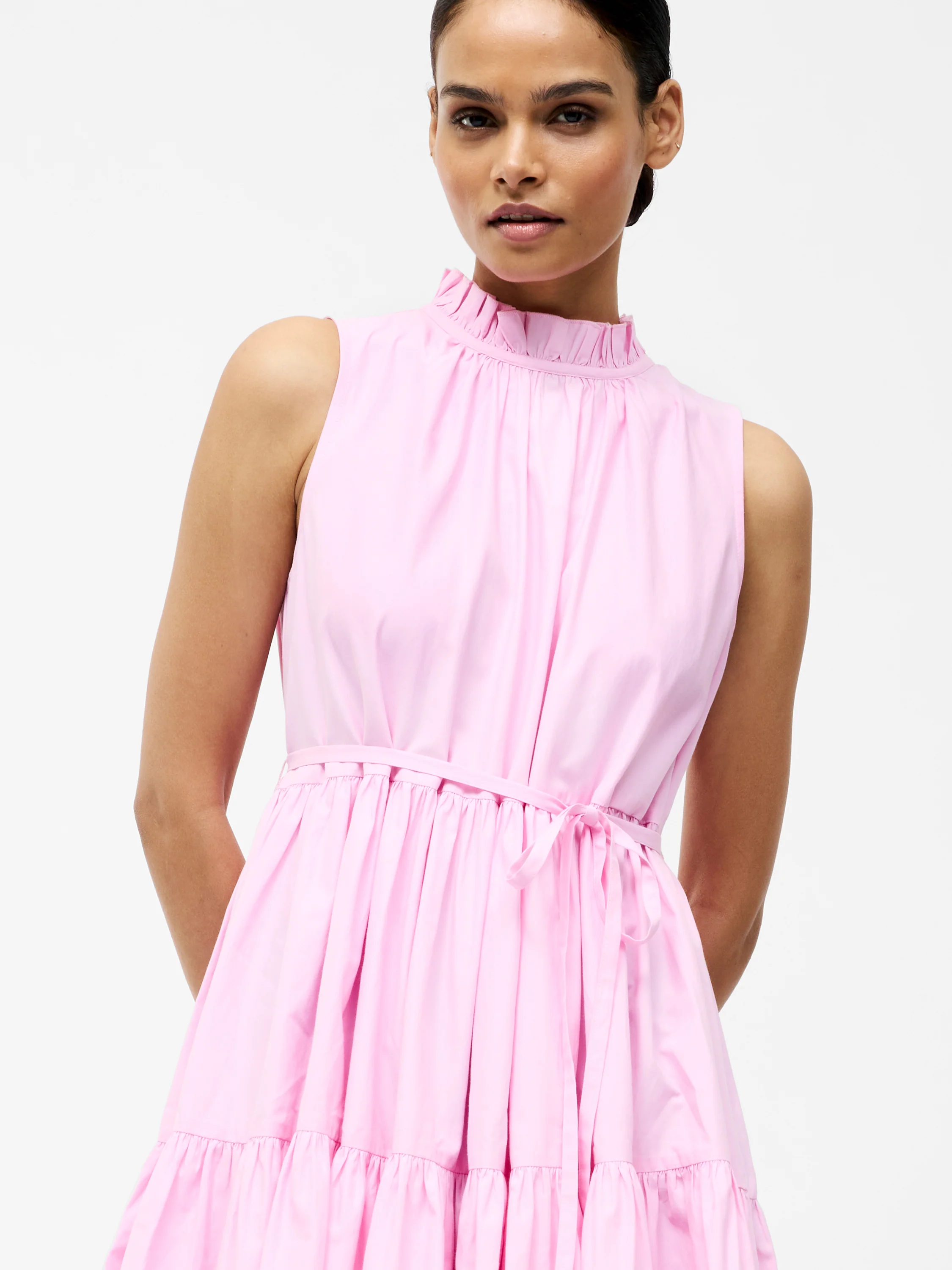 Tiered Poplin Mini Dress - Image 3