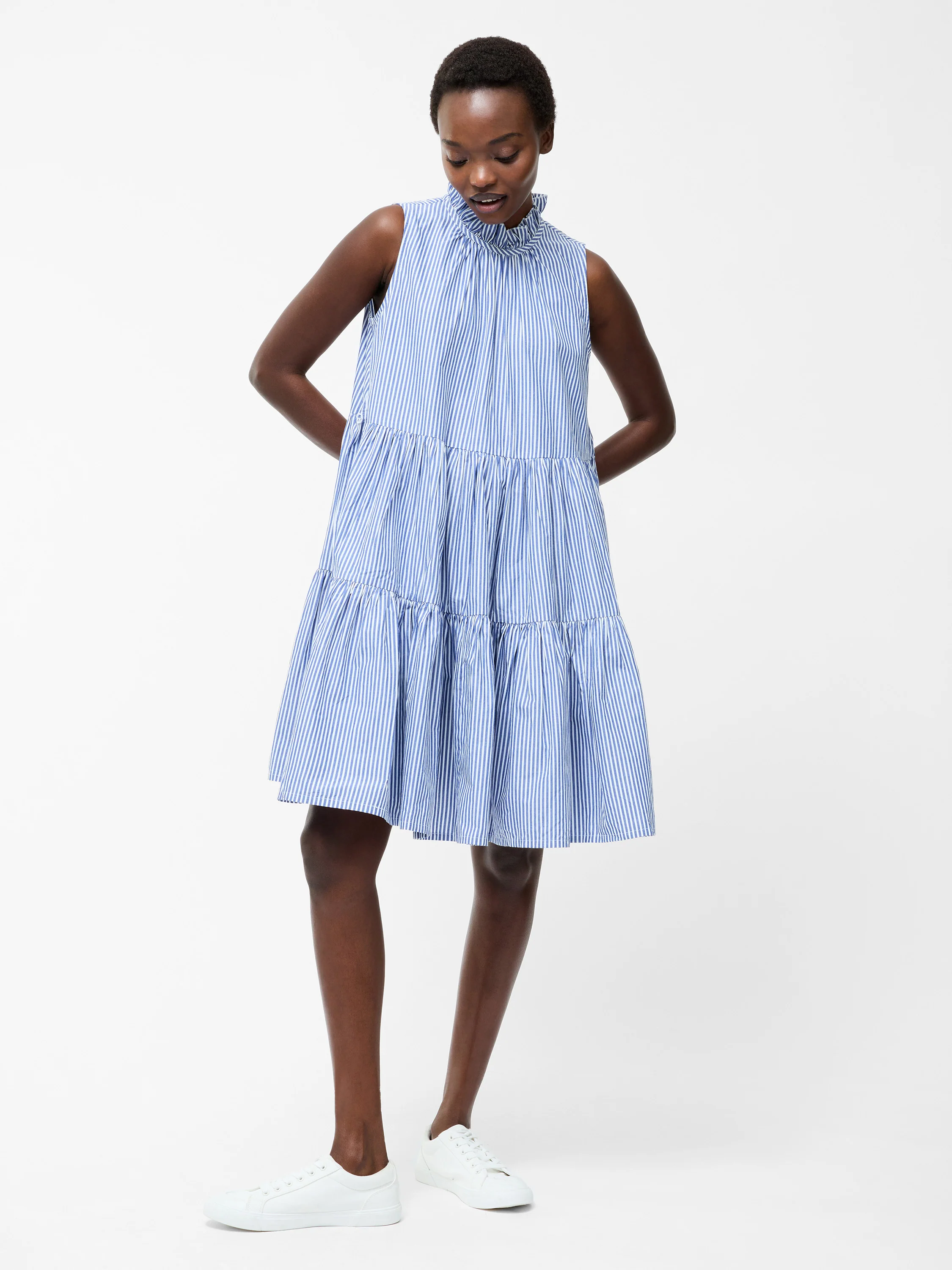 Tiered Stripe Poplin Dress - Image 3