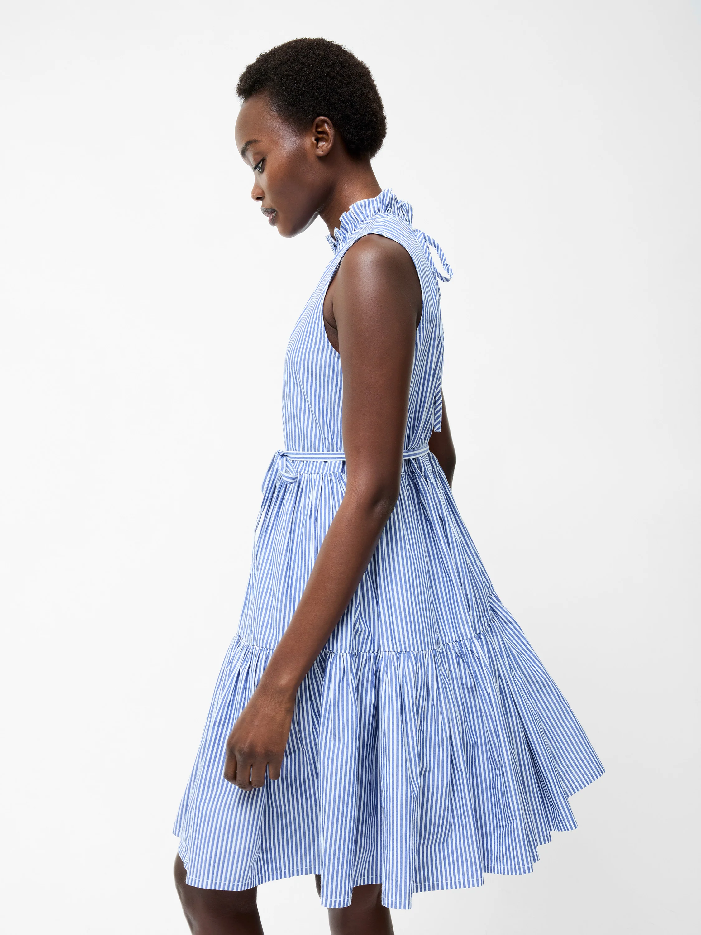 Tiered Stripe Poplin Dress - Image 5
