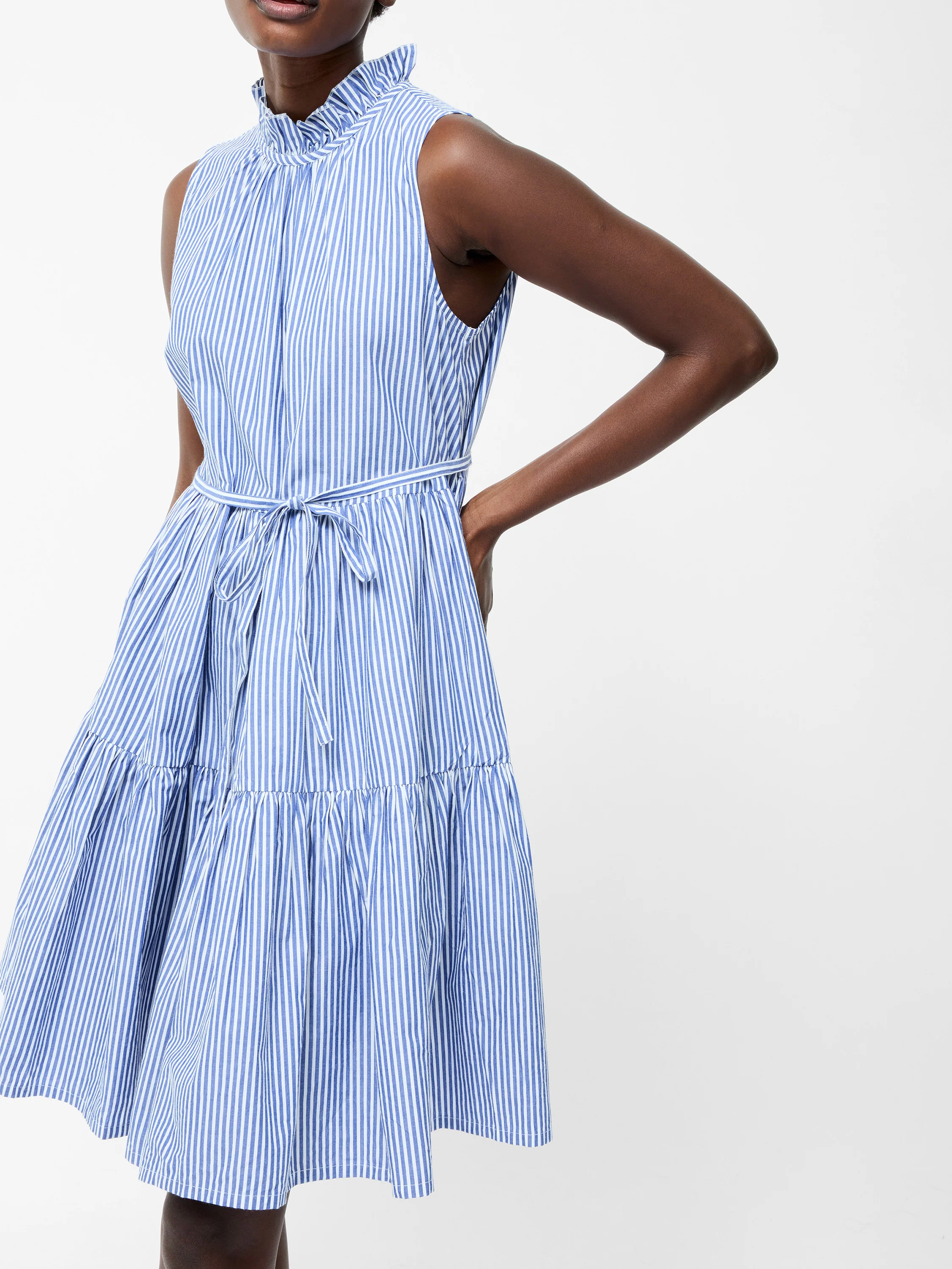 Tiered Striped Poplin Dress - Image 2