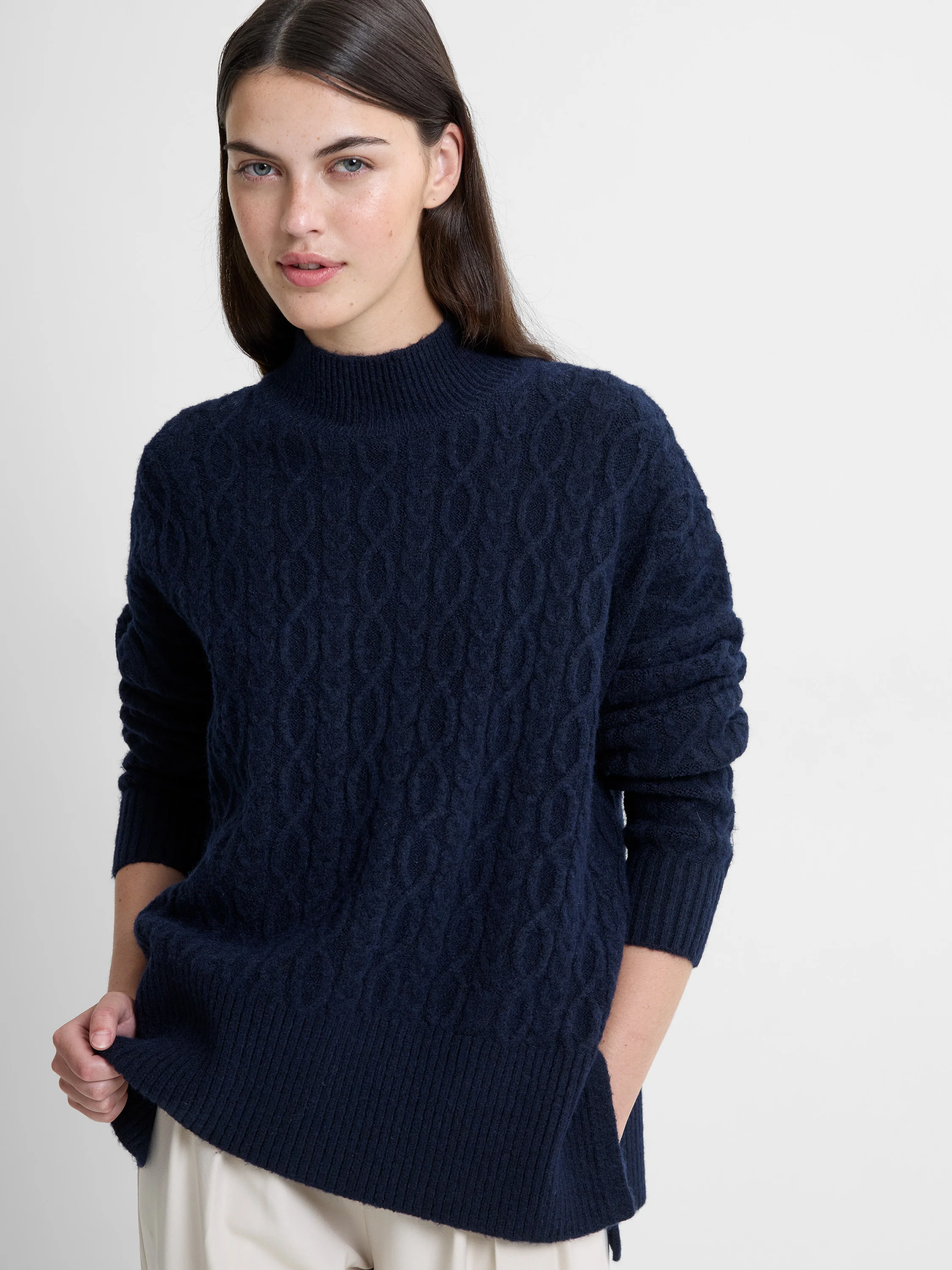Tina Recycled Cable Knit Side Split Jumper - Image 5