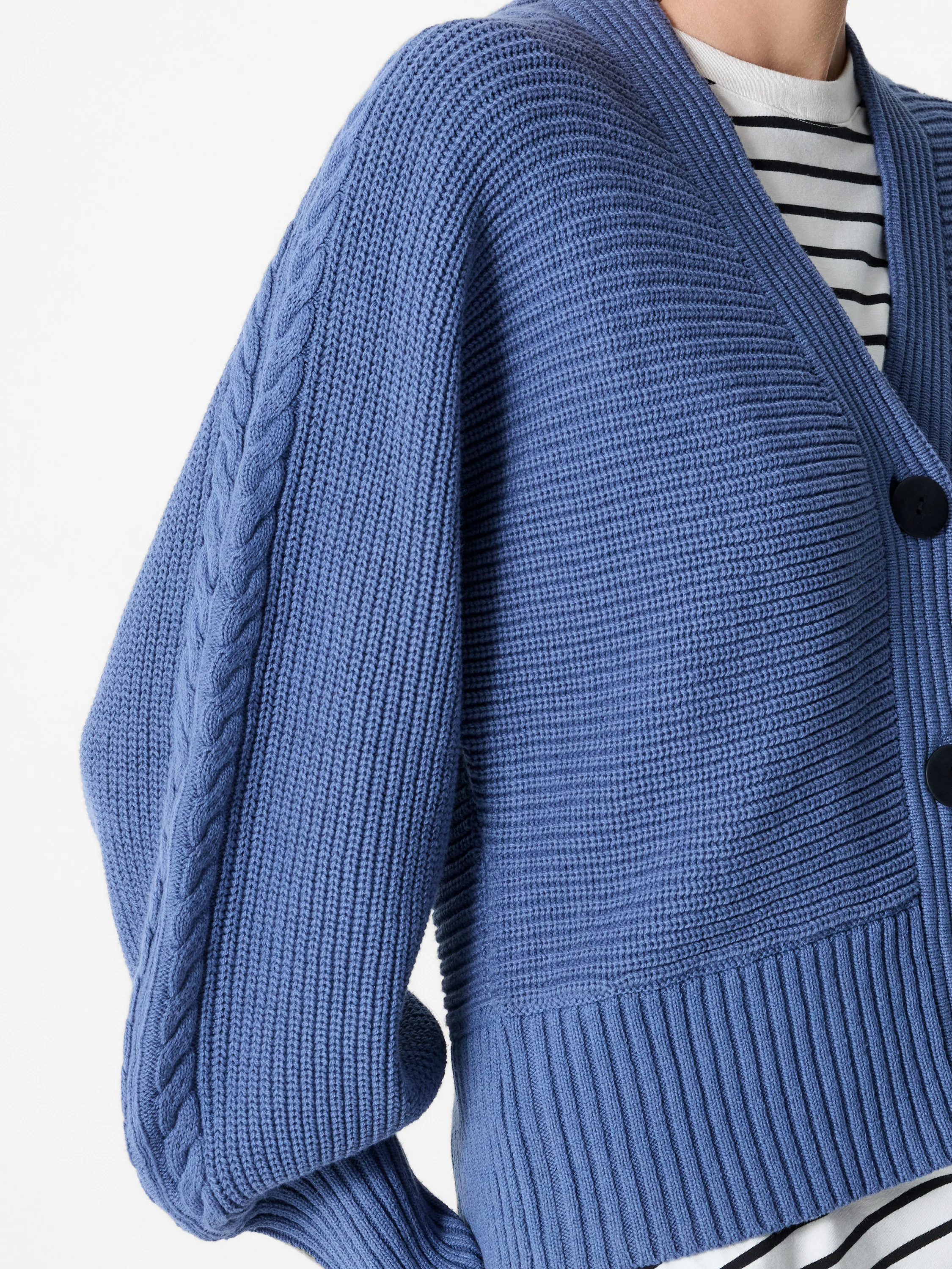 Tonia Knit V Neck Cable Sleeve Cardigan - Image 4
