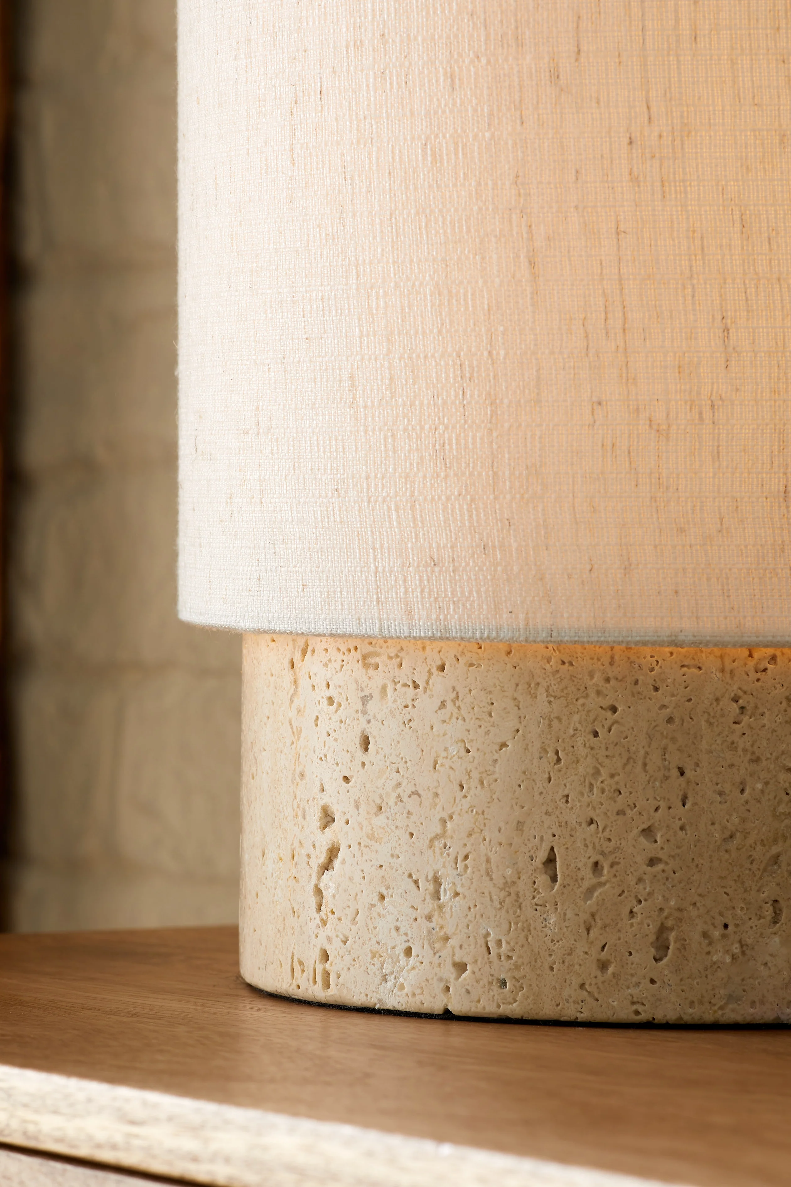 Travertine Cylinder Table Lamp - Image 3