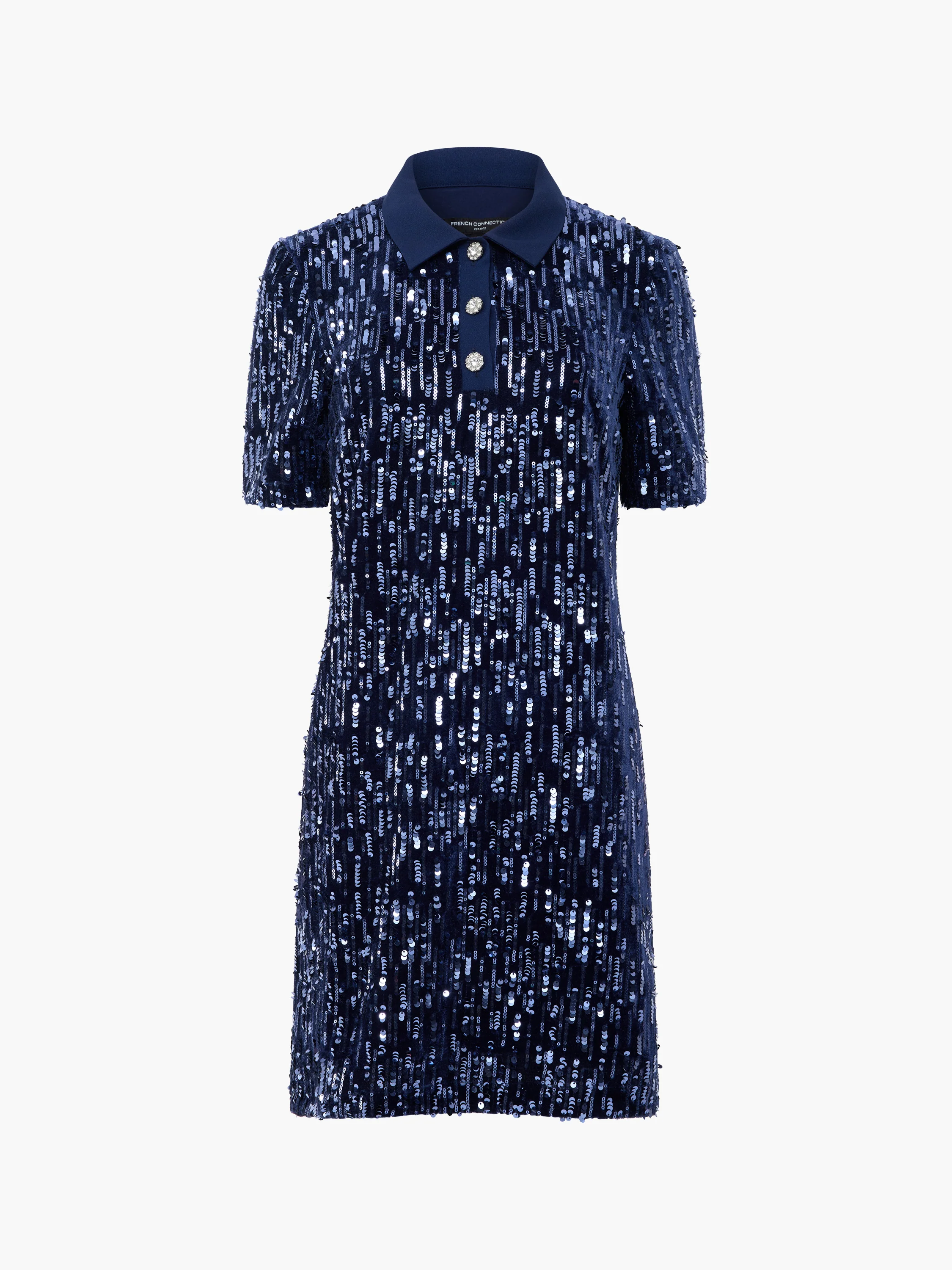 Trinny Velvet Sequin Collared Mini Dress - Image 5