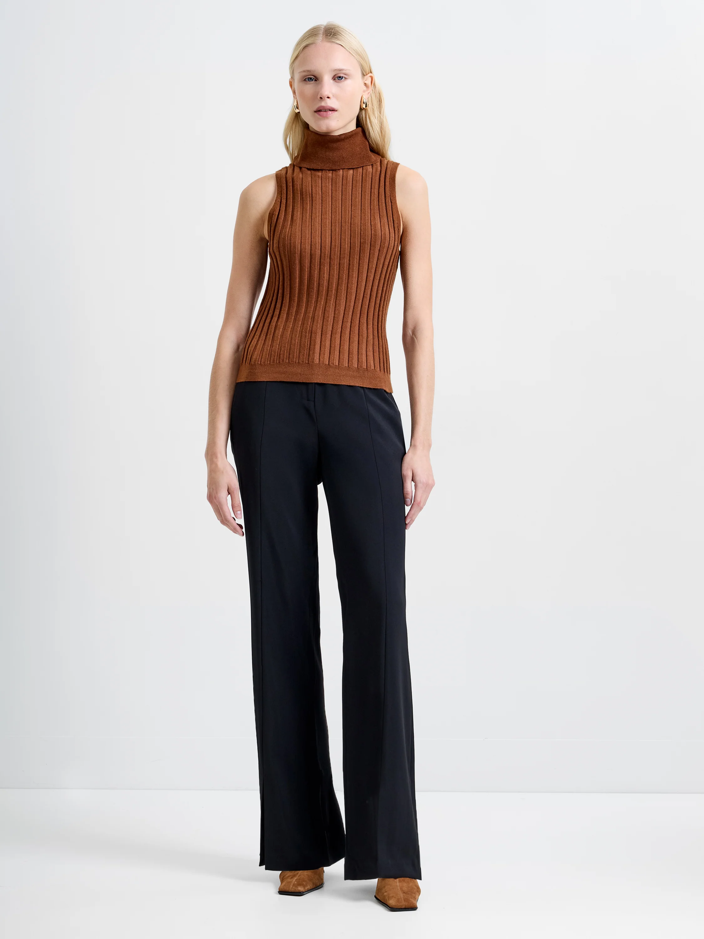 Turtleneck Knitted Tank Sweater