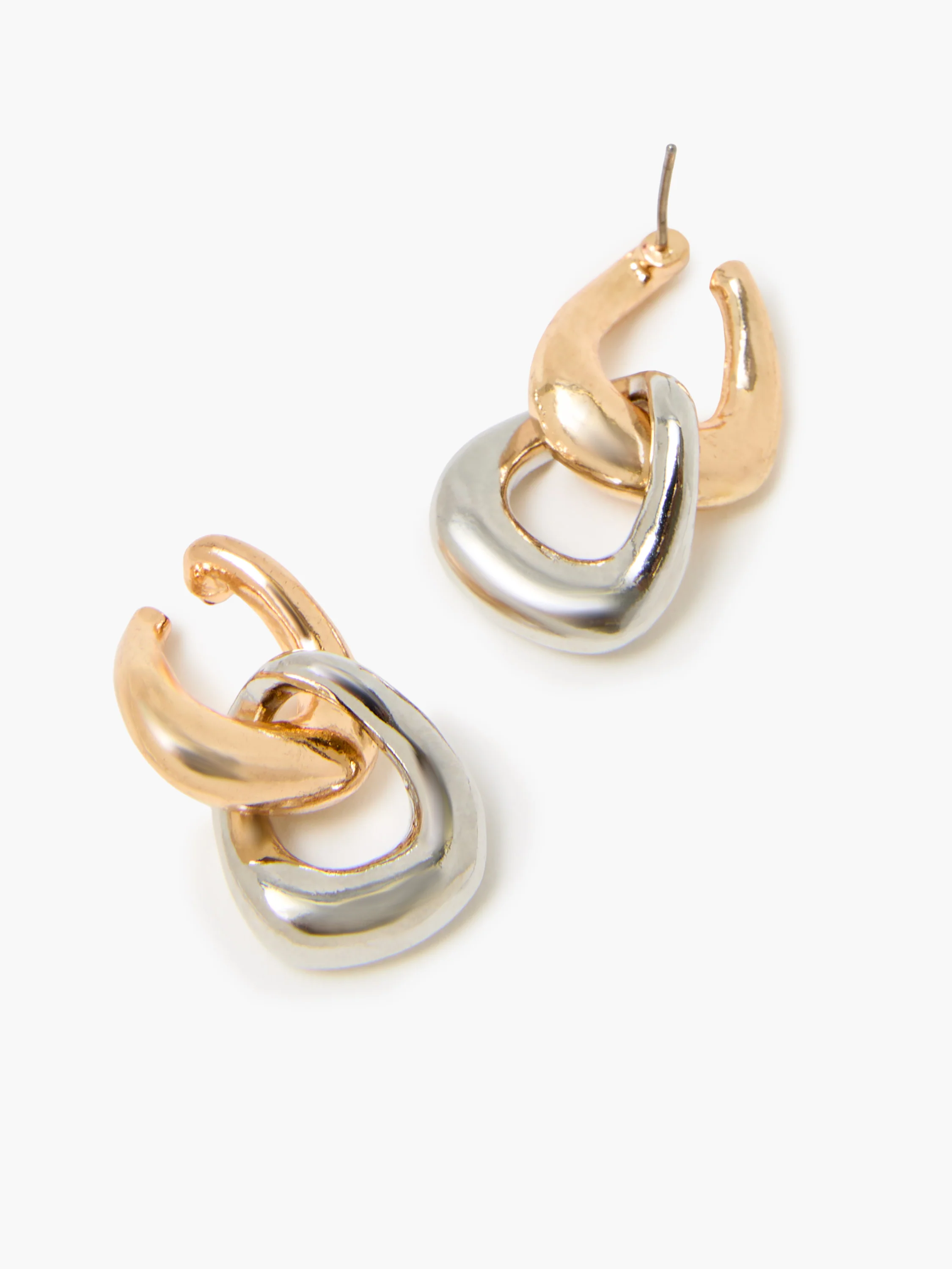 Twist Mixed Metal Line Drop Earrings - Image 2
