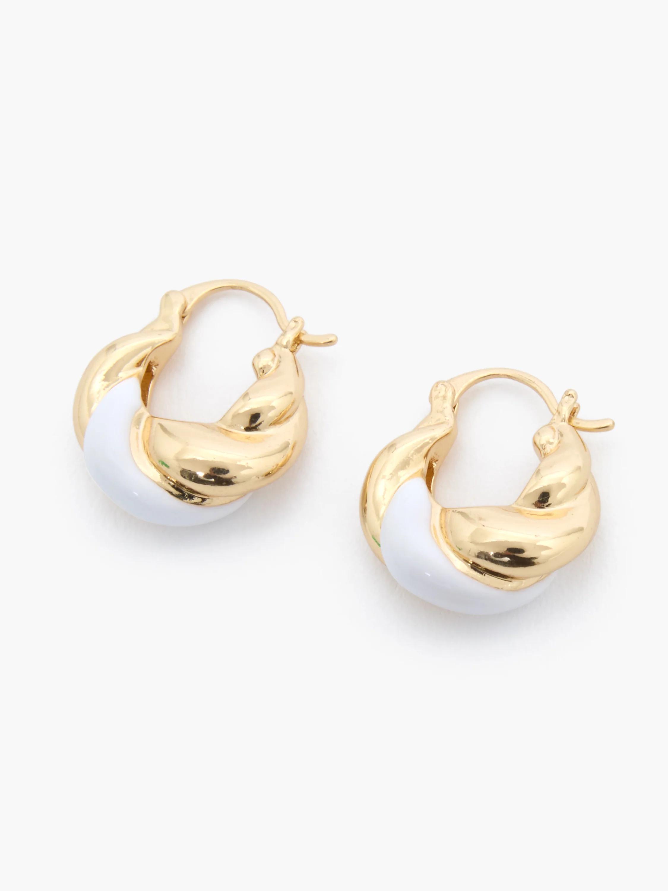 Two Tone Twisted Huggie Hoop Earrings - Image 2