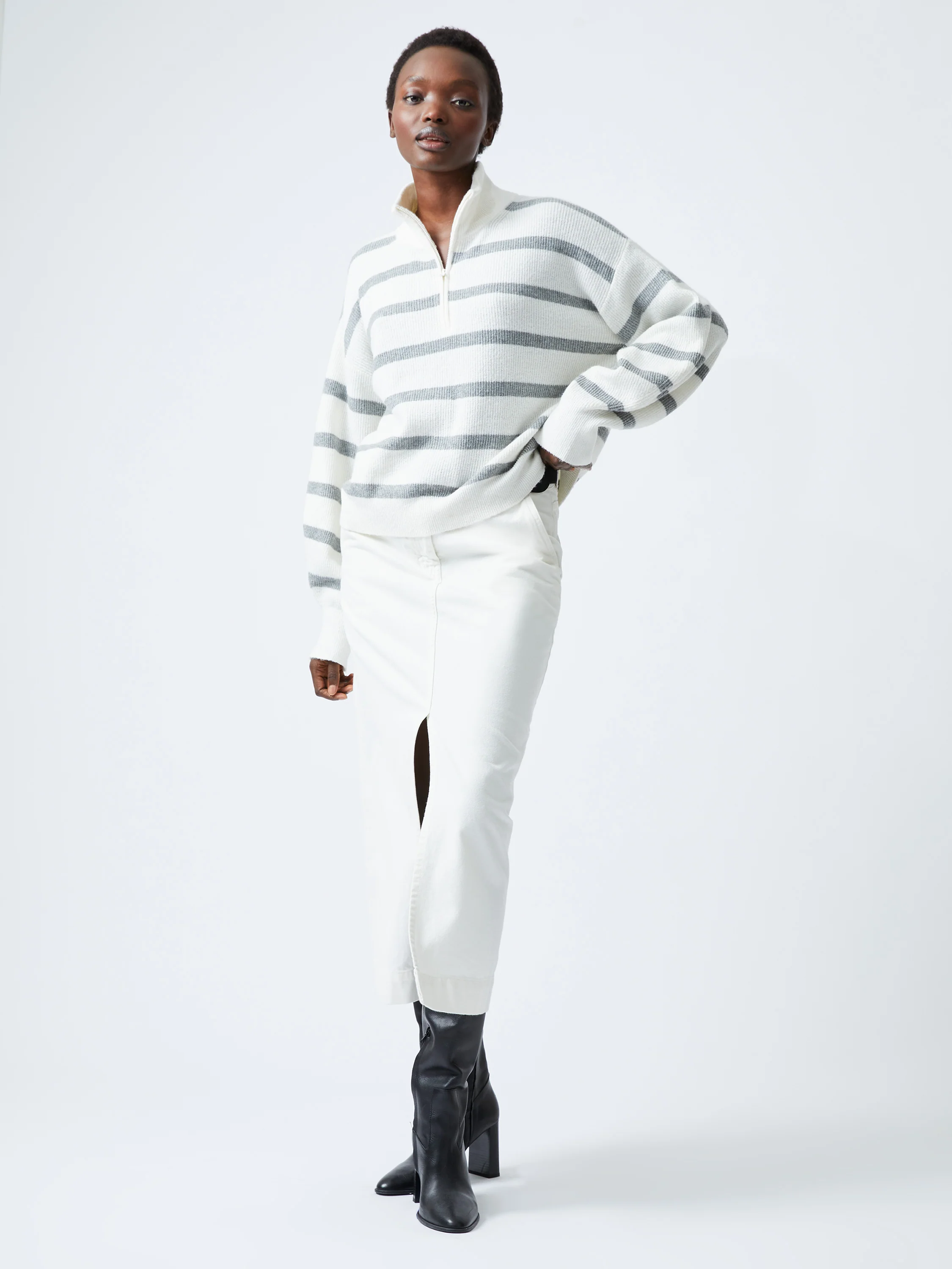 Vhari Recycled Stripe Half Zip Jumper - Image 3