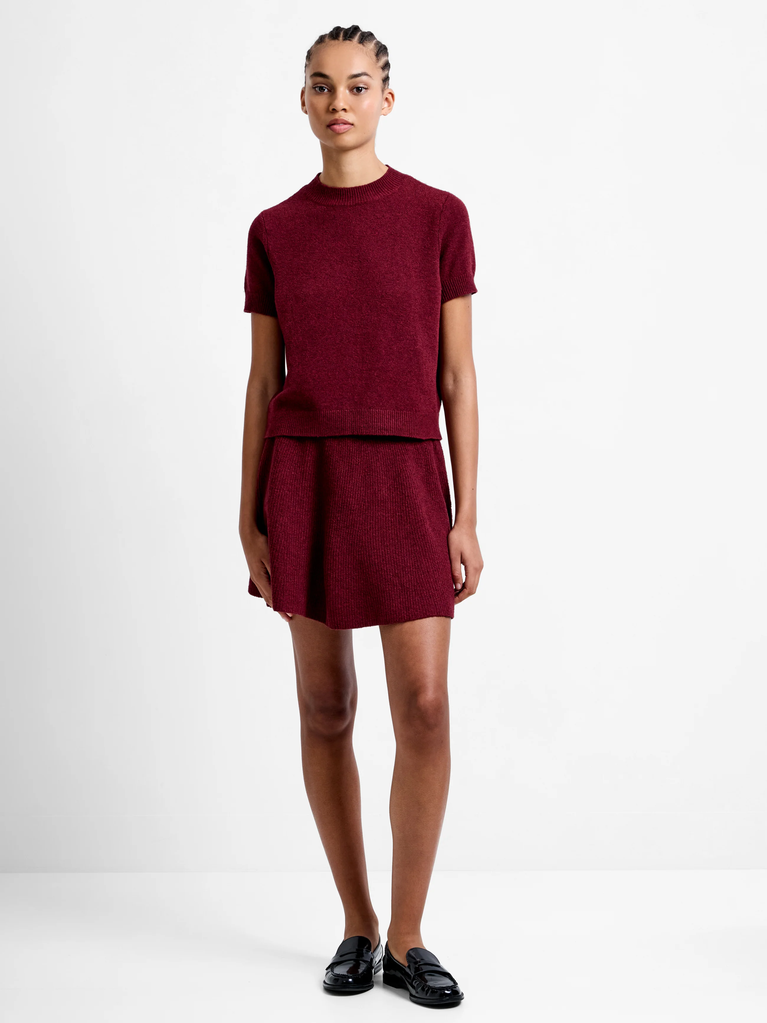 Vhari Recycled Knit Mock Neck Short Sleeve Top - Image 2