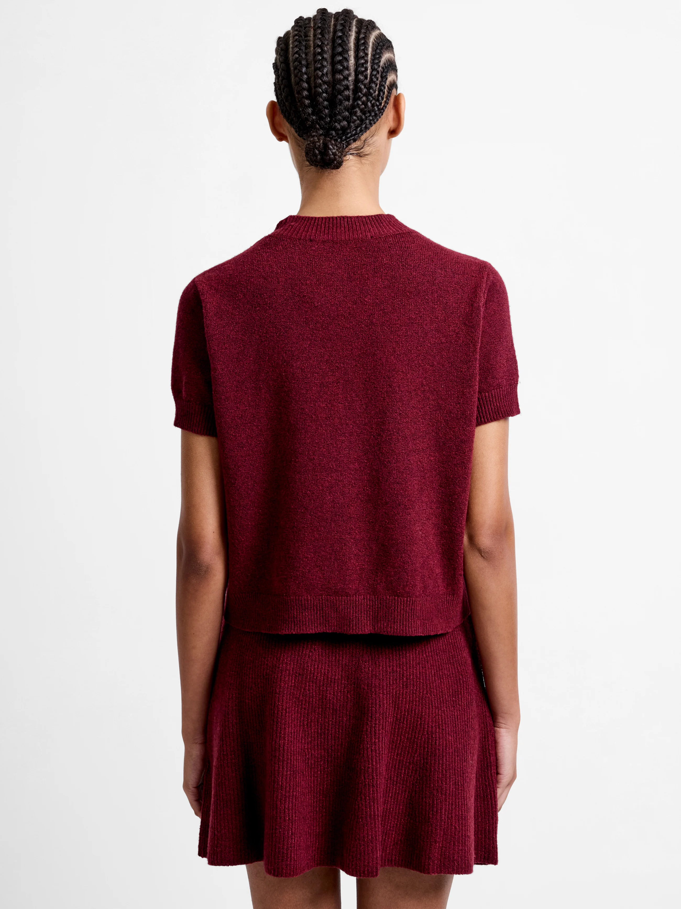 Vhari Recycled Knit Mock Neck Short Sleeve Top - Image 4