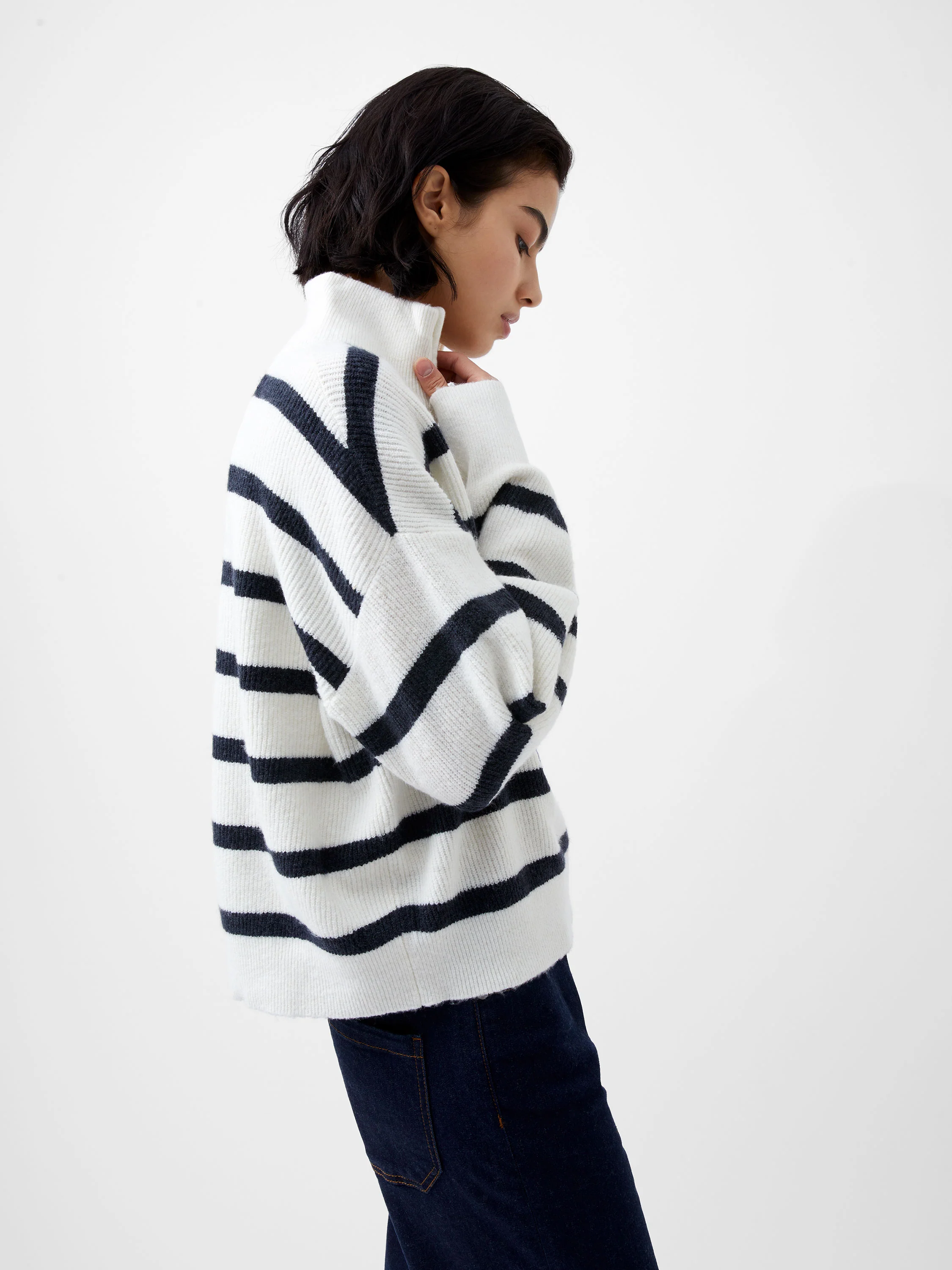 Vhari Recycled Stripe Half Zip Jumper - Image 2