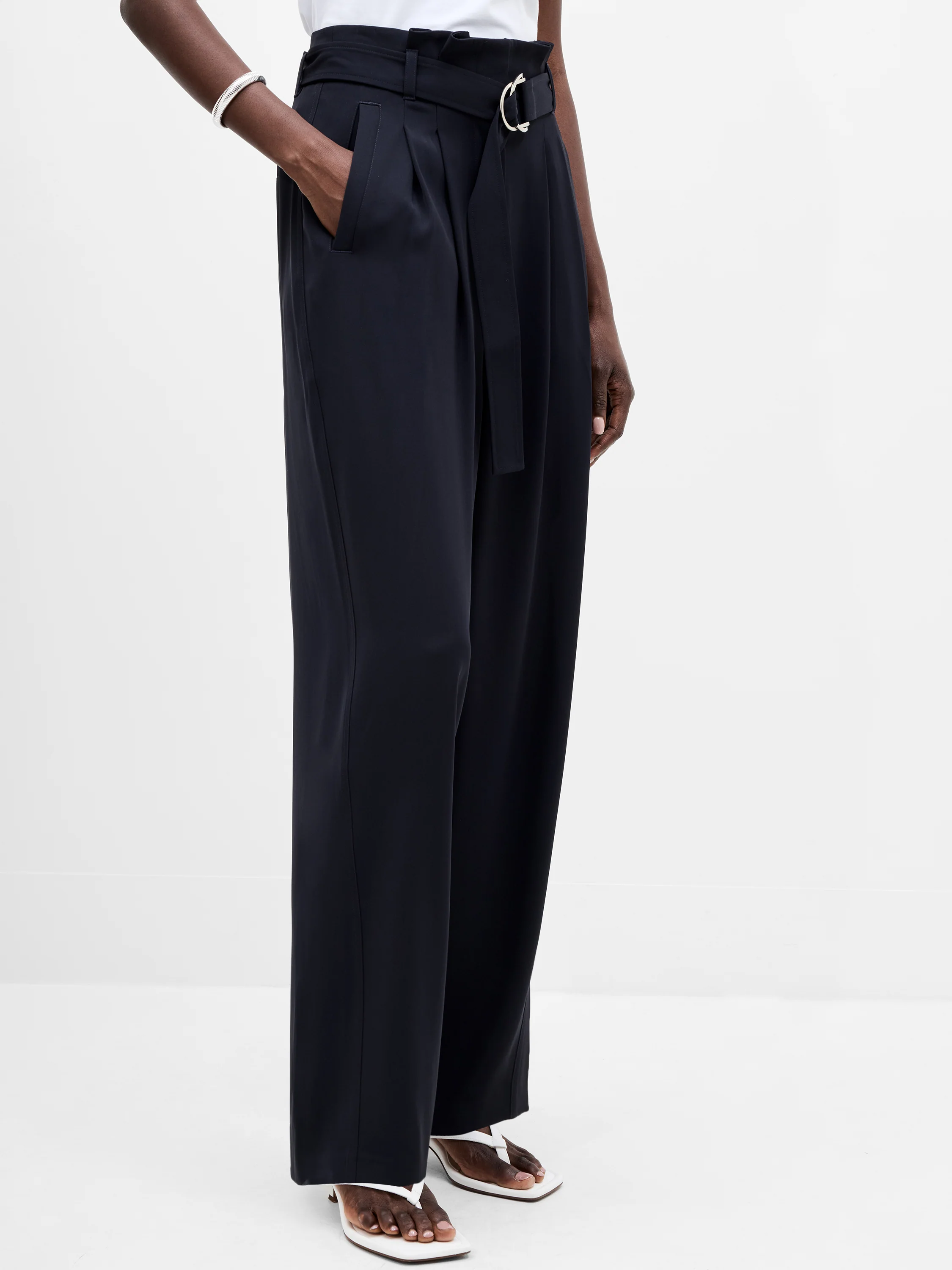 Vinnie Tailored D-Ring Belted Wide Leg Trousers - Image 2