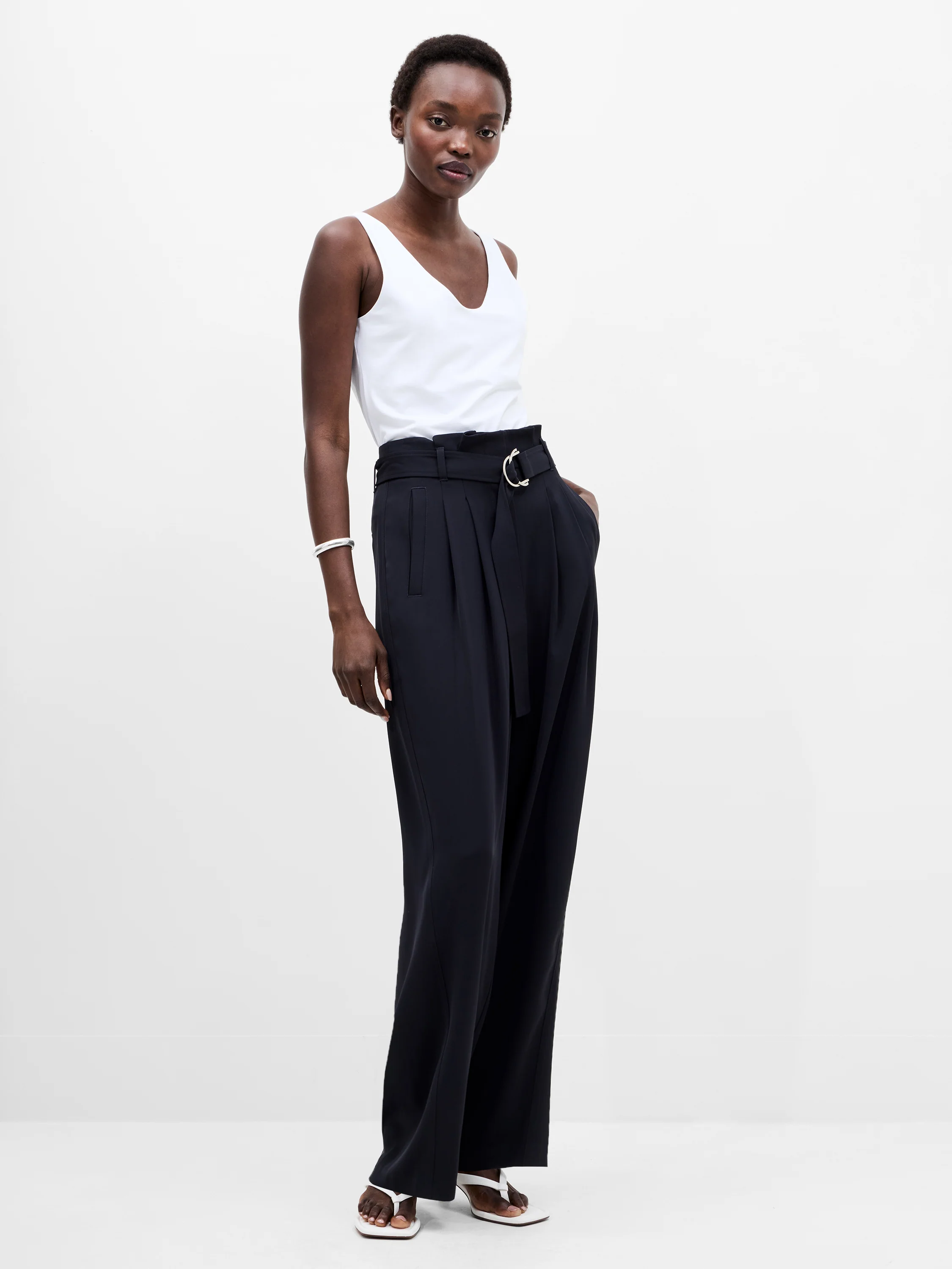 Vinnie Tailored D-Ring Belted Wide Leg Trousers - Image 3