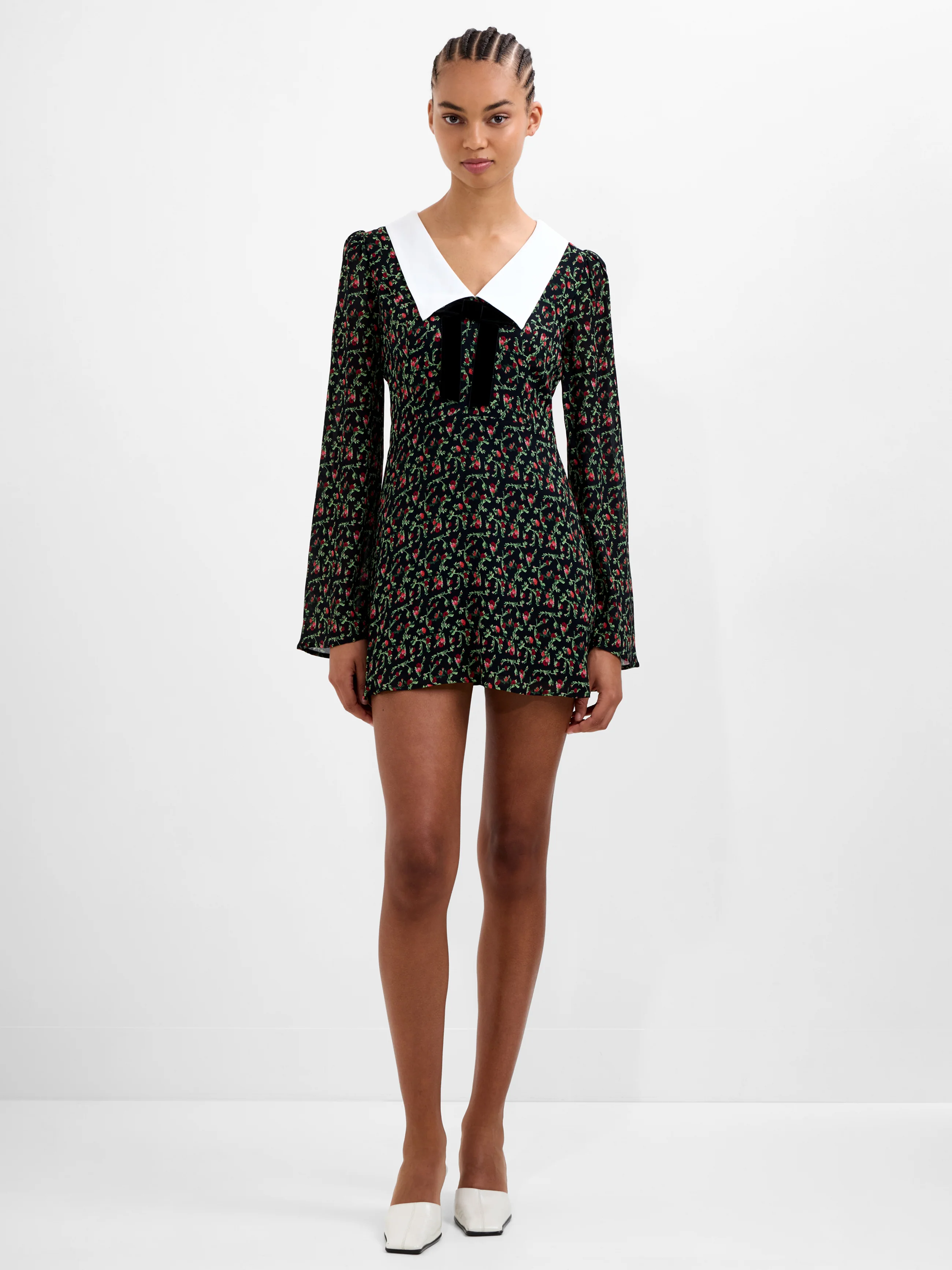 Yasmin Crepe Collar Long Sleeve Mini Dress - Image 2