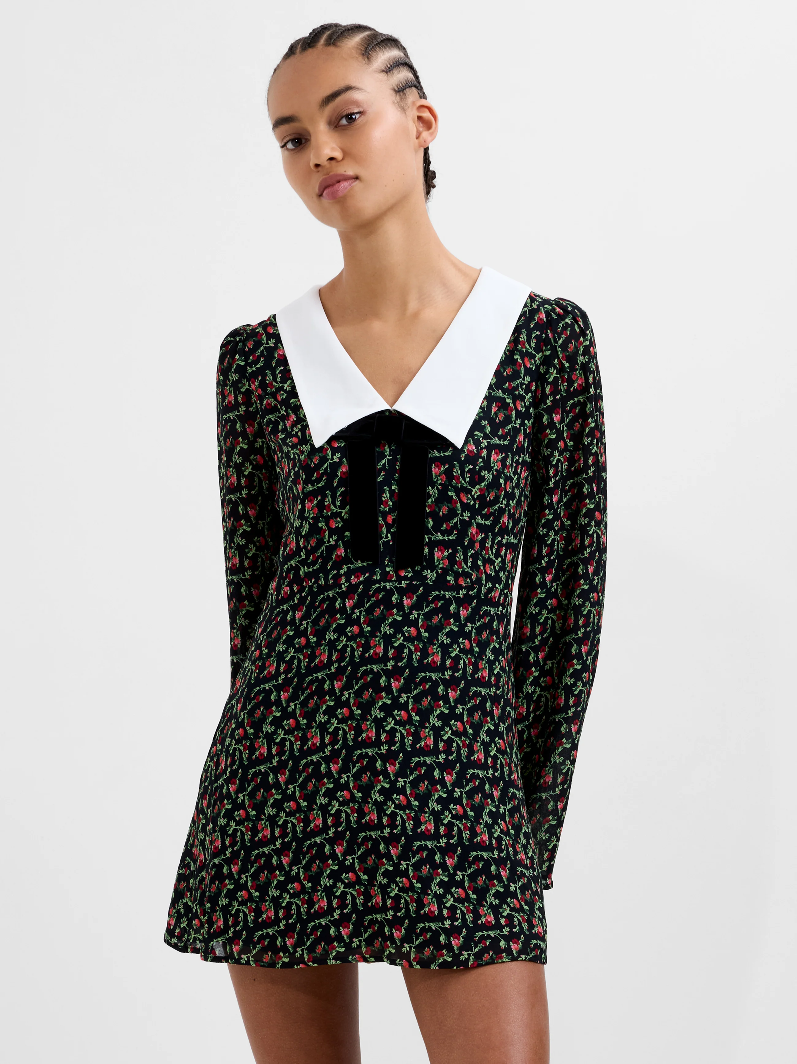 Yasmin Crepe Collar Long Sleeve Mini Dress - Image 3
