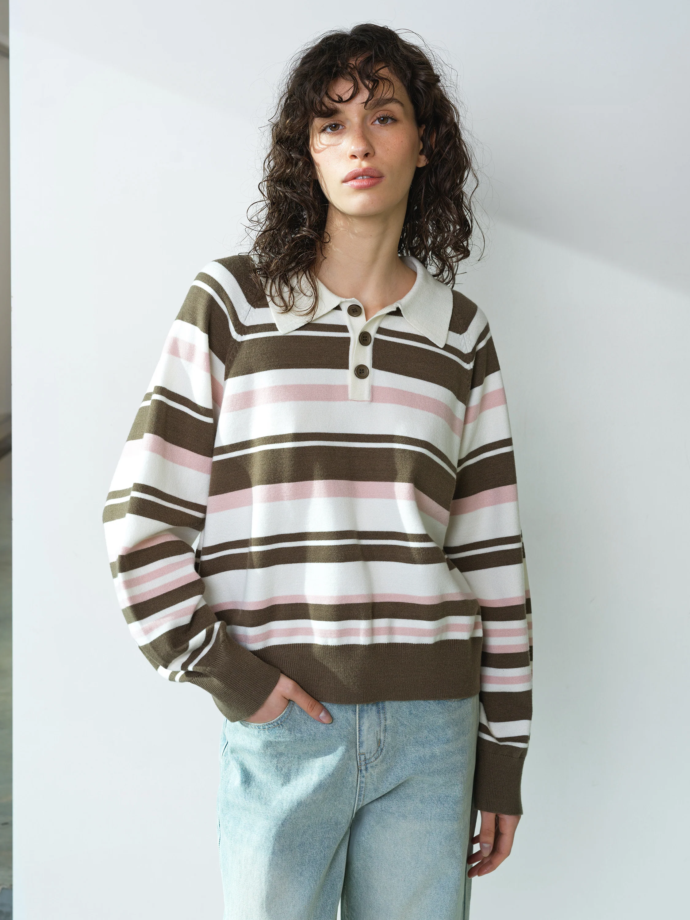 Yaz Rugby Polo Striped Knit Jumper
