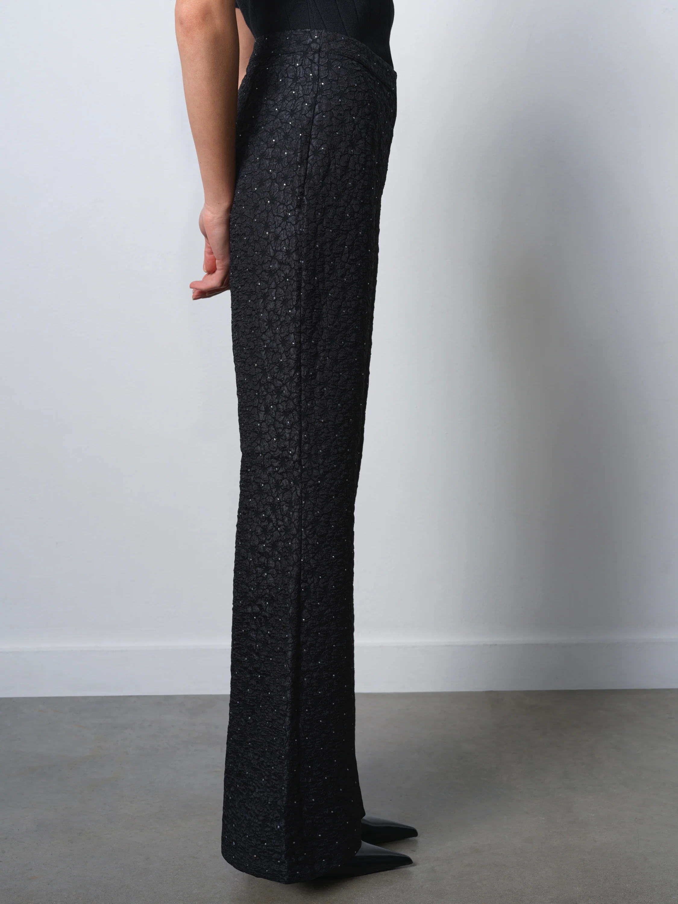 Yelena Jacquard Diamante Flared Trousers - Image 4