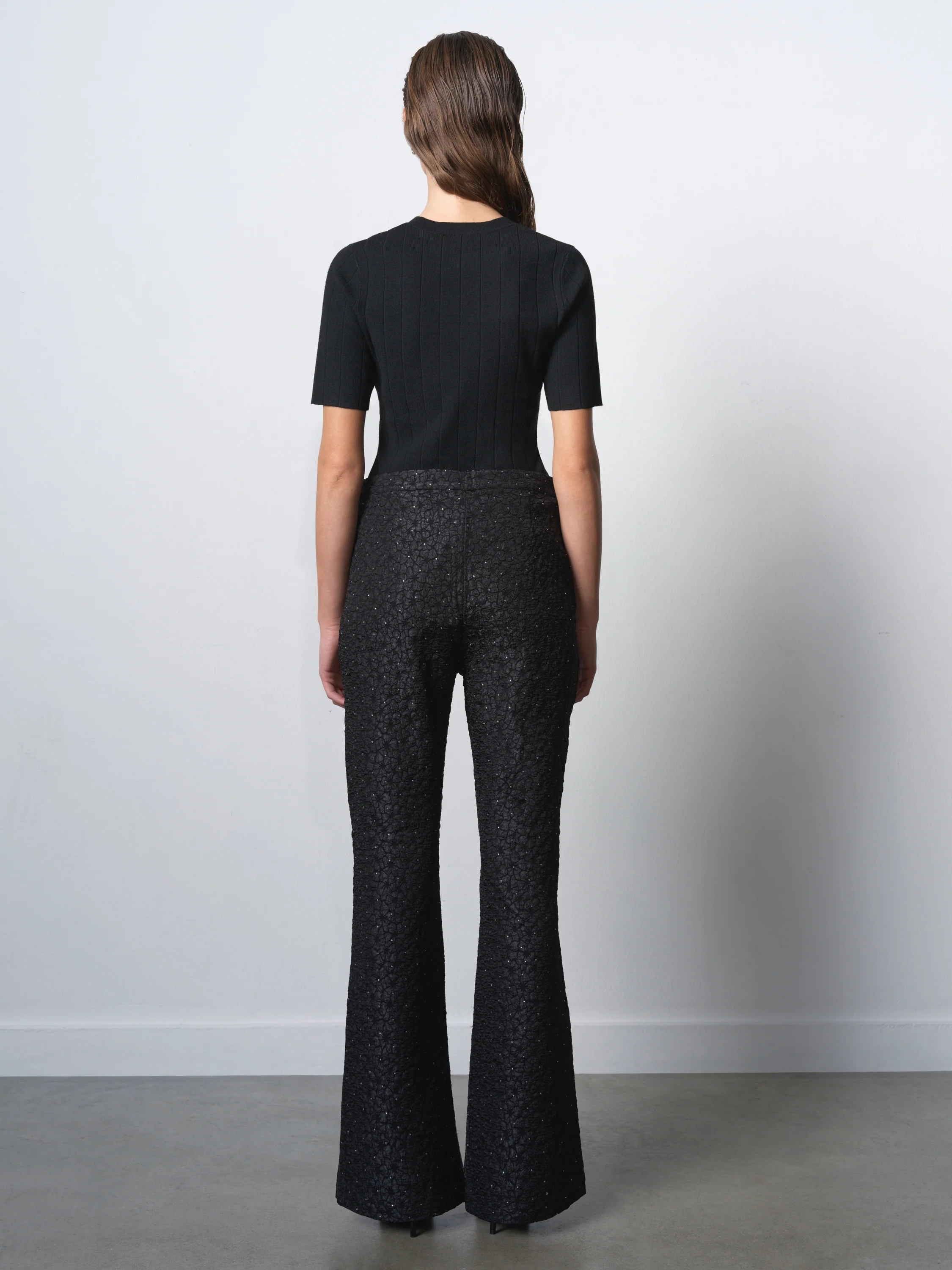 Yelena Jacquard Diamante Flared Trousers - Image 5
