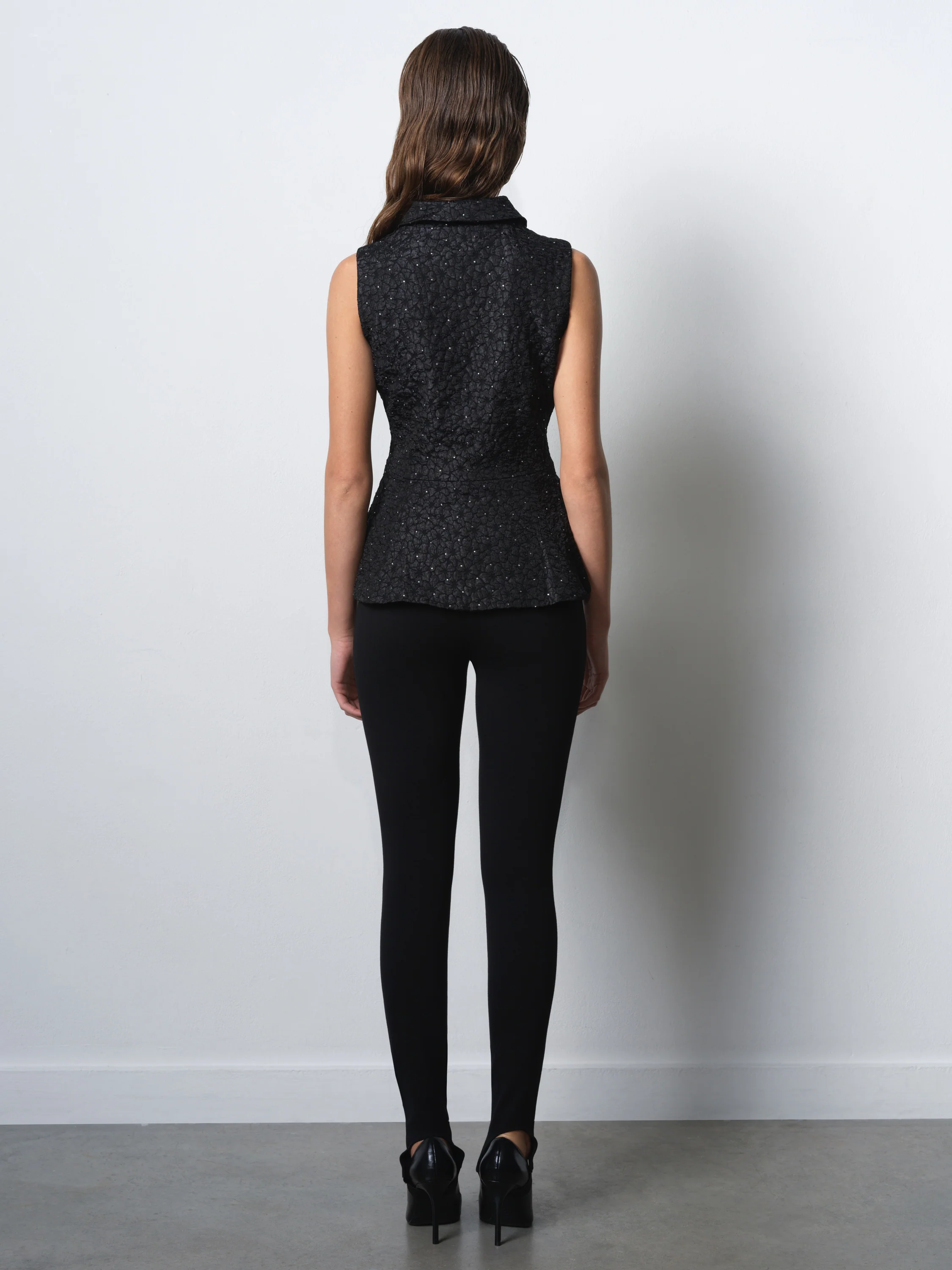 Yelena Jacquard Diamante Peplum Waistcoat Top - Image 6