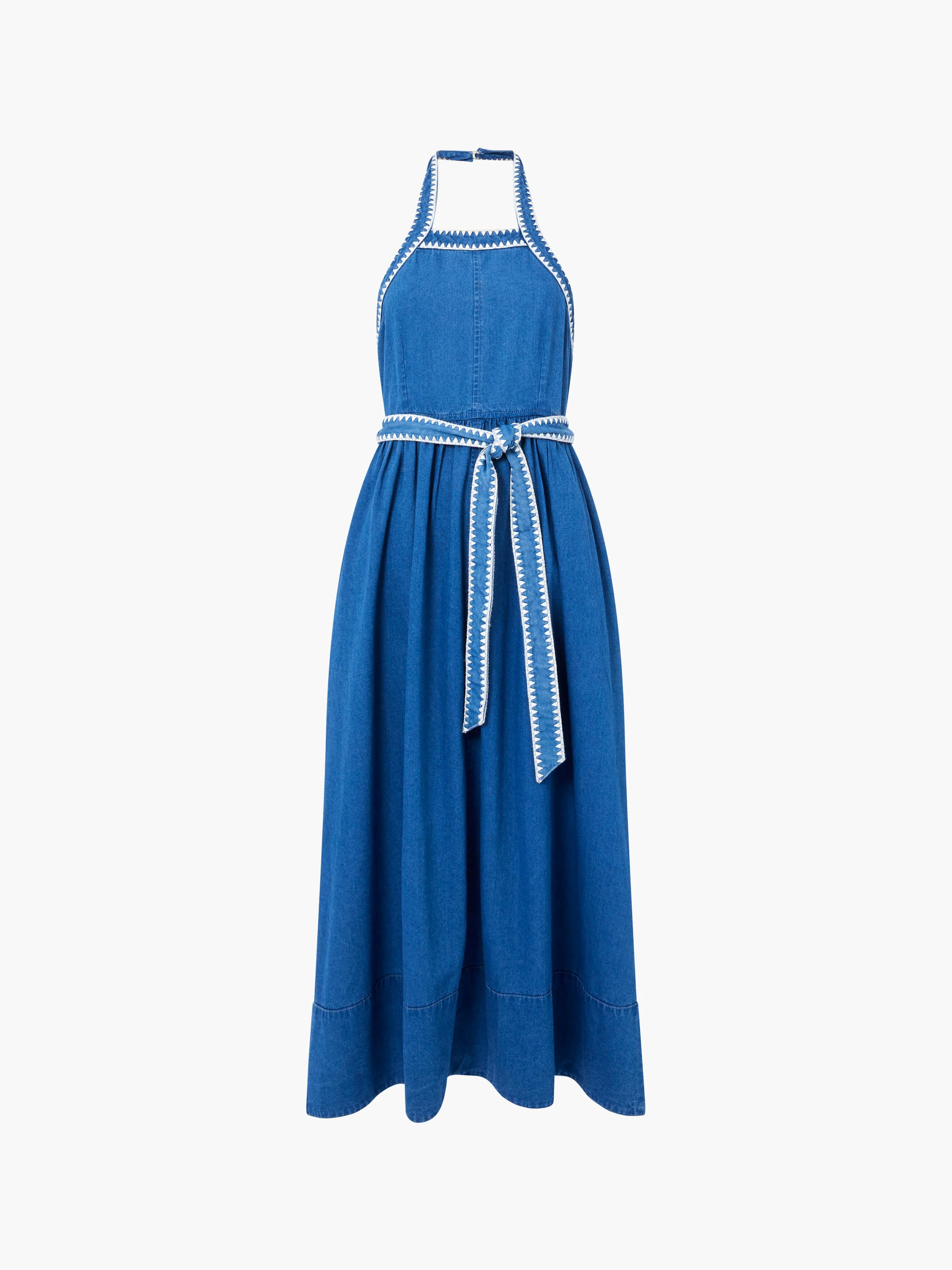 Zaves Chambray Denim Halterneck Midi Dress - Image 6